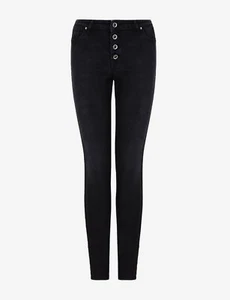 $120 A|X Armani Exchange Women Mid Rise Denim 5 Pocket Skinny Jeans, Black, 26 R - Picture 1 of 6