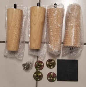 Juego de 4 patas redondas para muebles de madera maciza de 6 pulgadas para sofá sofá sillón - Imagen 1 de 3