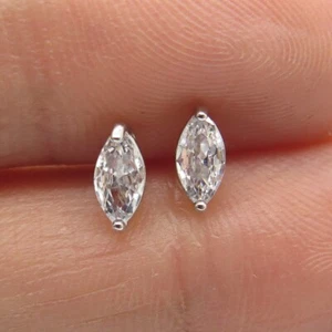 3 CT Marquise Lab Created Diamond Solitaire Stud Earrings 14k White Gold Finish - Picture 1 of 4
