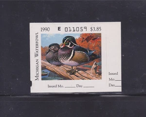 State Hunting/Fishing Revenues - MI - 1990 Duck Stamp MI-15 ($3.85) - MNH - Picture 1 of 1