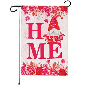 G128 Garten Flagge Happy Valentinstag Wichtel hält Liebe Schild 12"x18" Blockout - Bild 1 von 8