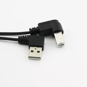 USB 2.0 B Male Right Angle to A Right Angle Male Spiral Coiled Printer Cable 5ft - Picture 1 of 7