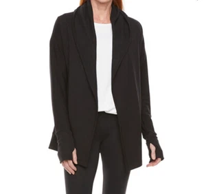 Womens Hooded Long Sleeve Open Cardigan Thumb Holes Black / Medium - Picture 1 of 5