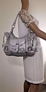 Michael Rome Italy, Gray Leather Purse, Bag, Shoulder Bag - Bild 1 von 5