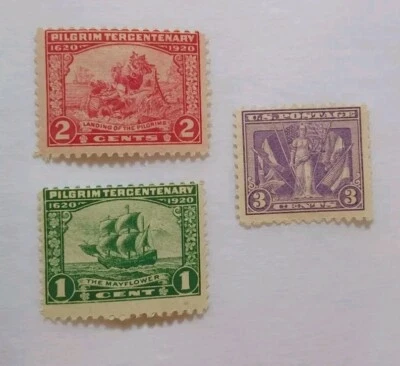 3-Vintage 1900'S US Commemorative 1C 2C 3C Stamps-Victory Mayflower Mint NH - Image 1 of 4