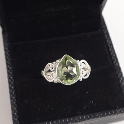 Green Amethyst Gemstone 925 Sterling Silver Ring Handmade Jewelry Ring For Gift - Image 1 of 3