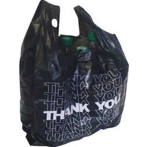 500x Schwarz "Thank You" EXTRA STARK Tragetaschen Tüten Beutel Taschen Kiosk NEU - Bild 1 von 2