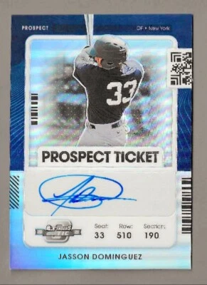 JASSON DOMINGUEZ 2021 Contenders Optic PROSPECT TICKET Silver Prizm AUTO Yankees - Image 1 of 2