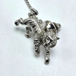 Cravatta Uomo Tac Tiger Cravatta Accessori Tono Argento Figura Dichiarazione Moda Vintage - Foto 1 di 4