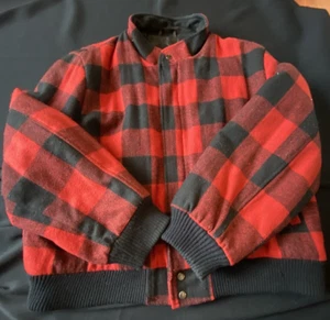 Vtg Wool Bomber Coat Jacket Buffalo Plaid David Peyser Sz XL Street Lined - Picture 1 of 15