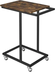 Novilla Beistelltisch, C-Form Sofatisch mit Rollen, Mobiler Kaffeetisch, Wohnzim - Bild 1 von 8