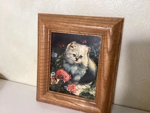Imagen de gato vintage 3D 6"" X 7"" dimensiones creativas de gato esponjoso y flores - Imagen 1 de 8
