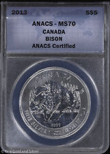2013 $5 Canada 1 oz Silver Bison ANACS MS 70 | Uncirculated UNC BU