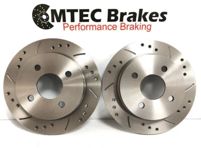 Ford Fiesta ST ST150 MK6 MTEC Drilled Grooved Performance Rear Brake Discs - Image 1 of 2