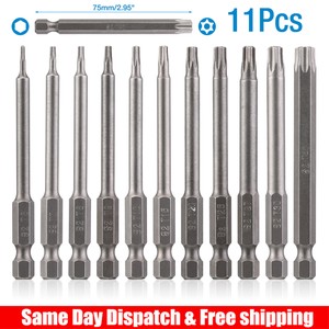 11pcs T6-T40 Magnetic Head Torx Screwdriver Bit Set Security Tamper Proof Star