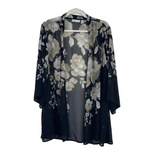 Susan Graver Floral Sheer Kimono Blouse Lightweight Whimsigoth Witchy Size 1X - Picture 1 of 9