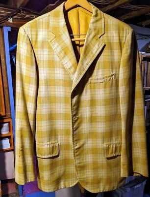 Chaqueta deportiva vintage a cuadros Glen 44R verde-dorado 3 botones aprox. Años 50-60 Foto 1 de 4