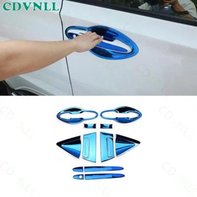 Para Honda HR-V Vezel 2016-2022 maçaneta lateral de aço azul acabamento de moldura de tigela 14 peças - Imagem 1 de 4