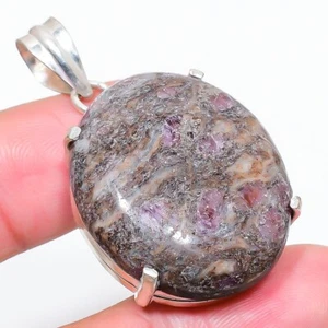 Ruby Fuchsite Gemstone Handmade 925 Sterling Silver Jewelry Pendant Sz 1.7" - Picture 1 of 1