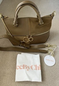 See By Chloe Dark Khaki Leather & Suede Medium Bag Top Handle/ Shoulder BNWT - Picture 1 of 17