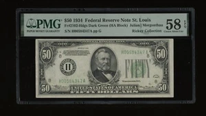 DBR 1934 $50 DGS FRN St. Louis Fr. 2102-Hdgs PMG 58 EPQ Serial H00584347A - Picture 1 of 2