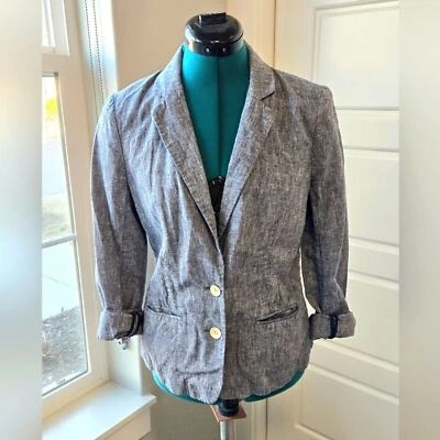 CARTONNIER ANTHROPOLOGIE CHAMBRAY ЛЬНЯНОЙ СМЕСИ 2 ПУГОВИЦЫ BLAZER КУРТКА ЖЕНЩИН 4 - Изображение 1 из 4