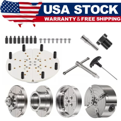 4 Inch Wood Lathe Chuck Set 1" x 8 tpi Self Centering 4 Jaw Wood Turning Chuck - Image 1 of 4