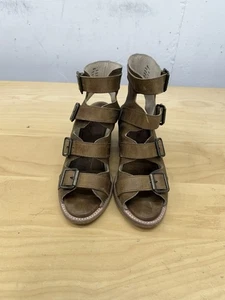 Freebird by Steven Quail Sandals Womens 7 Brown Leather Gladiator Block Heel - Picture 1 of 10