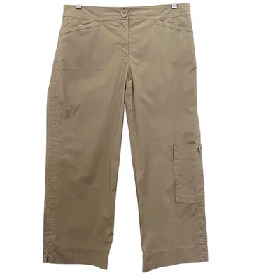 Eileen Fisher Pierna Ancha Caqui Capri Recortado Carga Pantalón Mujer Pequeño Foto 1 de 4