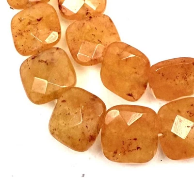 14mm Hone Topaz Amber Faceted Jade Square Beads (14pc) - Image 1 of 4