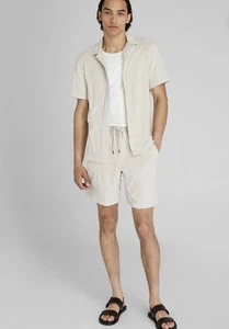 CLUB MONACO Men's Jacquard Toweling Shirt, LT.Khaki/Khaki Clair Size XXL - Picture 1 of 11