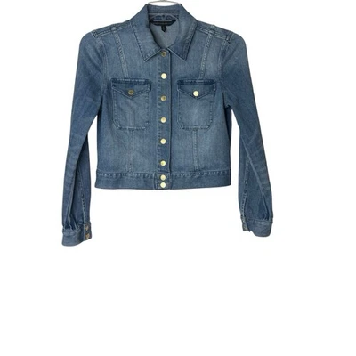 Chaqueta vaquera corta White House Black Market lavado medio a presión para mujer 8 Foto 1 de 4