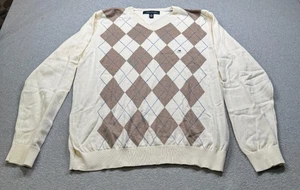 Tommy Hilfiger Herren Argyle V-Neck Pullover XXL Classic Creme/Weiß/Braun - Bild 1 von 7