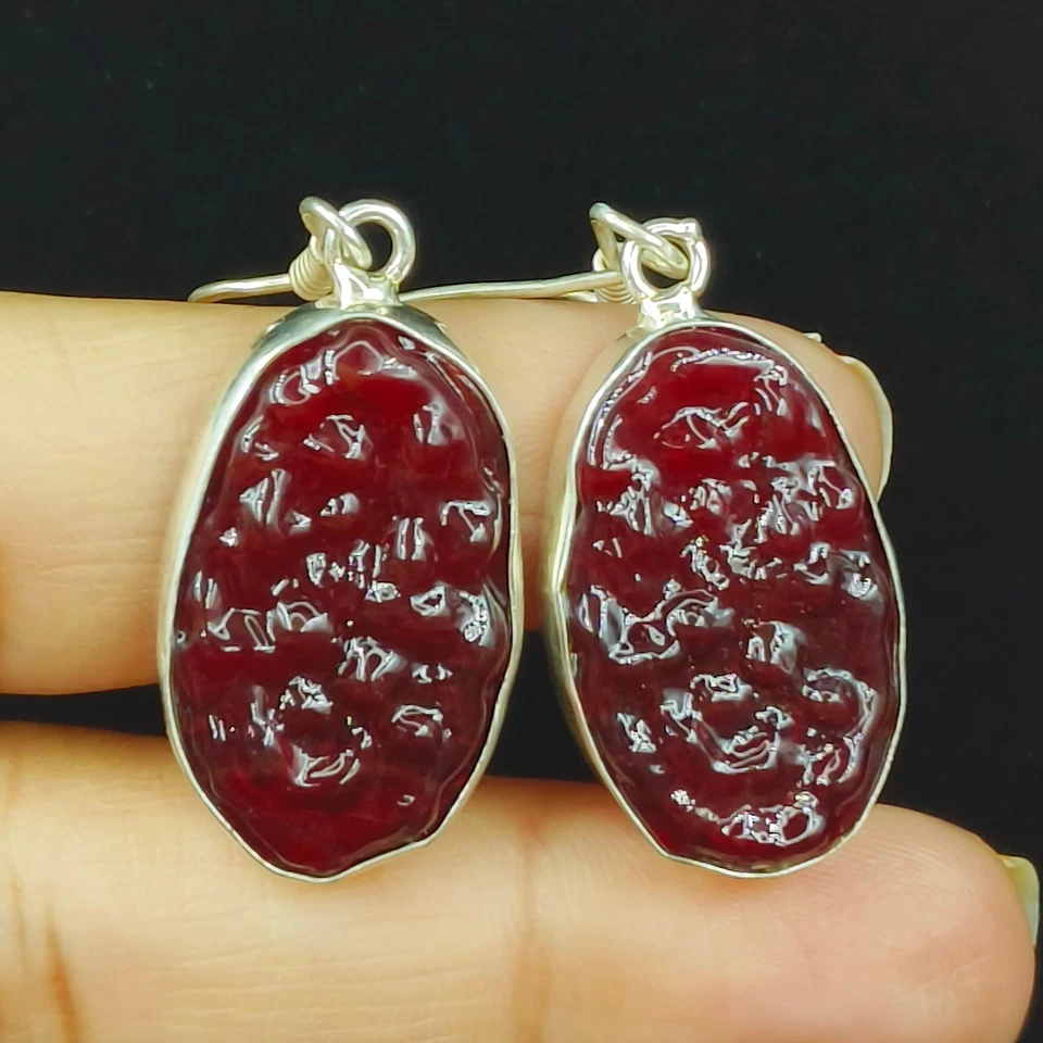 Impresionantes pendientes de regalo de joyería de piedras preciosas de moldavita natural de plata 925 Foto 1 de 1