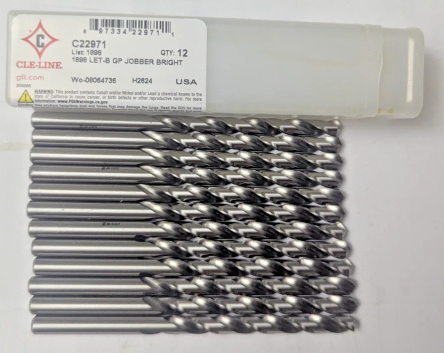 CLE-LINE C22971 Jobber Drill Bright, Let. B,HSS 1898 New 12 Pack, Sale, DEAL 4U - Image 1 of 3