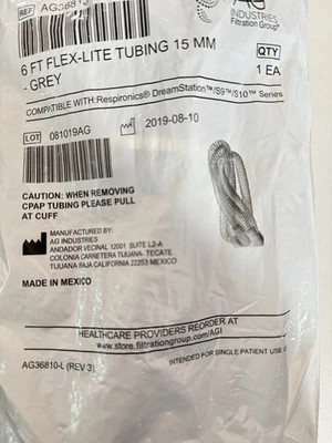 TUBO FLEX-LITE 6 PÉS 15 MM. Compatível com cinza com Respironics S9, série S10 novo - Imagem 1 de 3