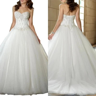 Vestidos de novia de encaje clásicos apliques hasta el suelo sexy vestido de baile sin espalda Foto 1 de 4