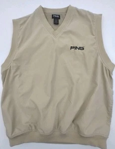 Ping Collection Golf Vest Men's Large Beige Pullover Pockets Golf - Picture 1 of 14