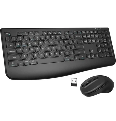 Wireless Keyboard & Mouse Combo, EDJO 2.4G Full-Sized Ergonomic Computer Keyb - Image 1 of 4