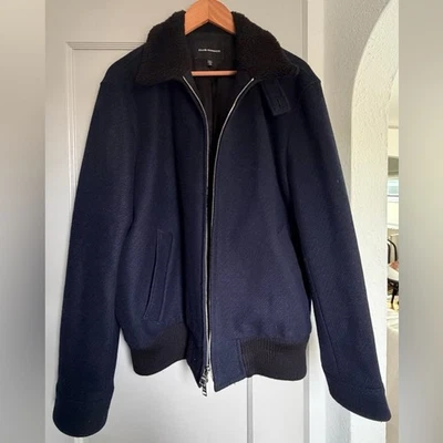 Club Monaco Wool Navy Bomber Jacket - Image 1 of 4