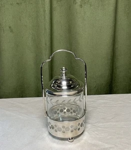 Antique Cut Glass Condiment Jar And 950 Silver Holder - Picture 1 of 13