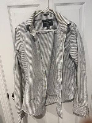 Vintage Abercrombie and Fitch Button Down Shirt Medium Blue Stripe Muscle - Image 1 of 2