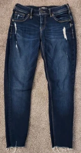 Silver Jeans Womens 28x27 Kenni Boyfriend Dark Wash Blue Denim Stretch Stitched - Picture 1 of 24
