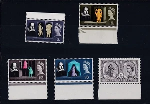 BRITISH STAMPS 1964 SHAKESPEARE FESTIVAL SET SG.646-650 MINT NEVER HINGED MNH - Picture 1 of 2