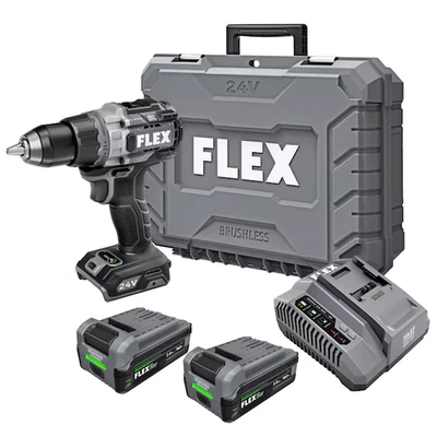 ✅New FLEX STACKED 24V 1/2" Keyless Brushless Cordless Drill 2-Battery FX1171T-2K - Image 1 of 4