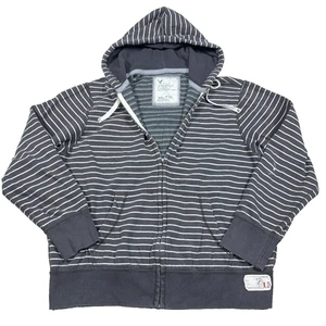 Vintage Y2K American Eagle felpa con cappuccio uomo XXL 2XL marrone a righe giacca full zip AEO - Foto 1 di 13