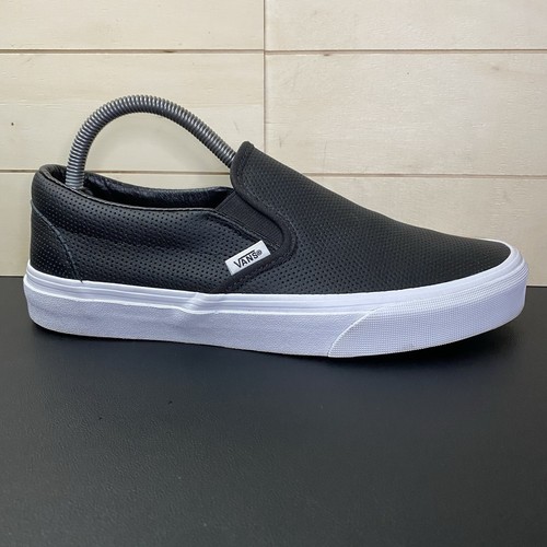 Vans Classic Slip On Nero Pelle Donna Taglia 9 5 Scarpe Sneakers Traforate