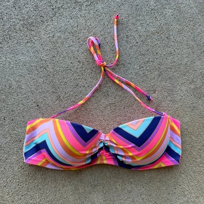 Victoria's Secret 34C 彩虹条纹钢圈头巾比基尼上衣 — 第 1/4 张图片