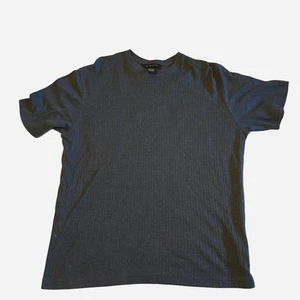 J. Ferrar Men’s Large Dark Gray Ribbed Short Sleeve Shirt Rayon Blend - Picture 1 of 6