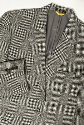 Vintage Lord & Taylor 100% Camel Hair Wool Blazer Mens 44R Plaid Sport Coat USA - Image 1 of 4